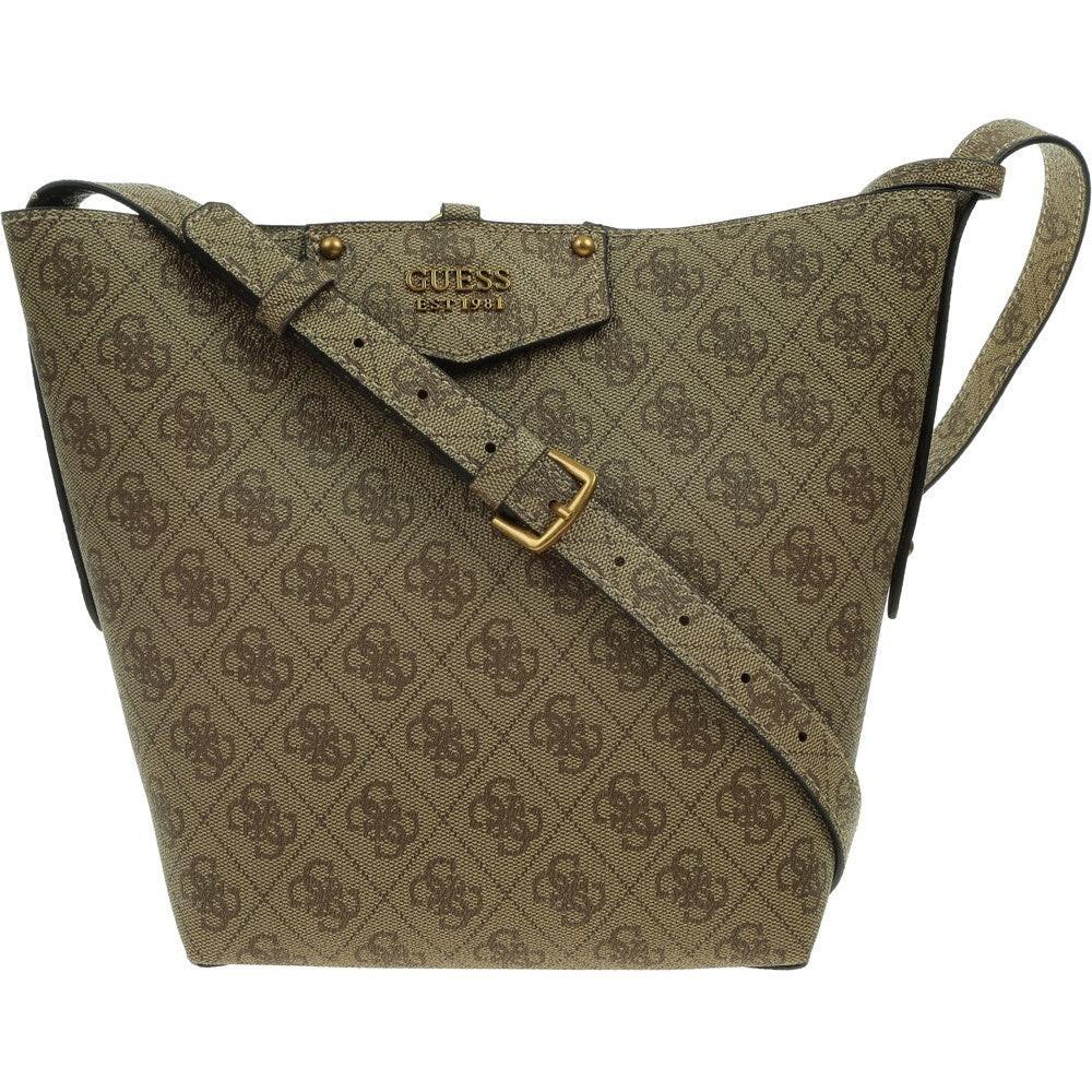 Guess Brenton Olive Polyurethane Handbag for Women — Luxury Large Designer Bag (36x27x13 cm).